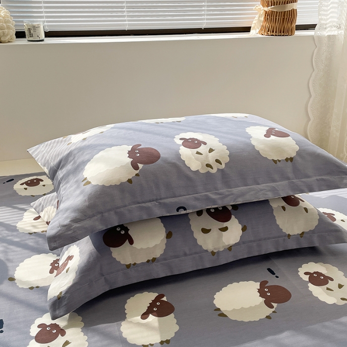 91家纺网 家纺一手货源 找家纺 绵庭 2023新款全棉印花枕套 数绵羊