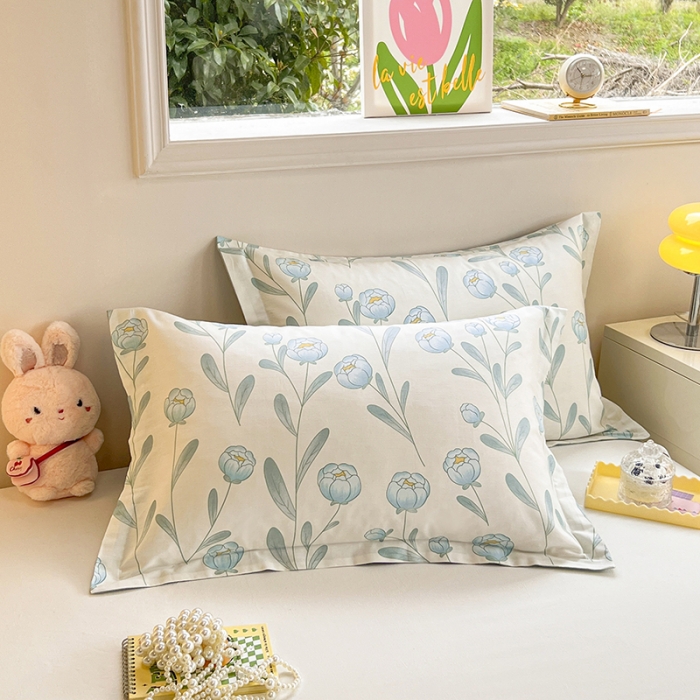 91家纺网 家纺一手货源 找家纺 绵庭 2023新款全棉印花枕套 水榭听香