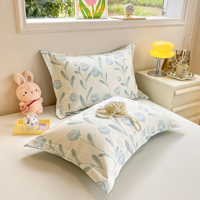 91家纺网 家纺一手货源 找家纺 绵庭 2023新款全棉印花枕套 水榭听香