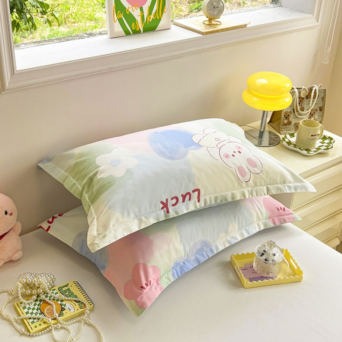 91家纺网 家纺一手货源 找家纺 绵庭 2023新款全棉印花枕套 兔小贝