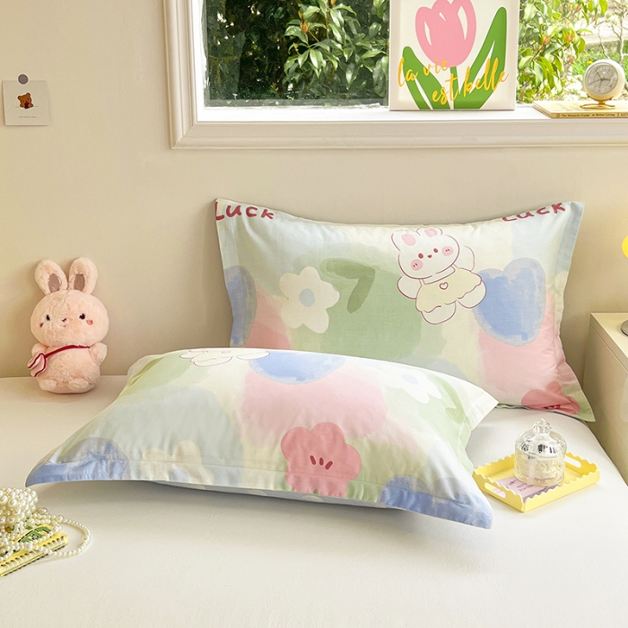 91家纺网 家纺一手货源 找家纺 绵庭 2023新款全棉印花枕套 兔小贝