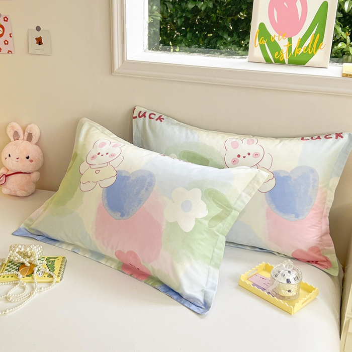 91家纺网 家纺一手货源 找家纺 绵庭 2023新款全棉印花枕套 兔小贝