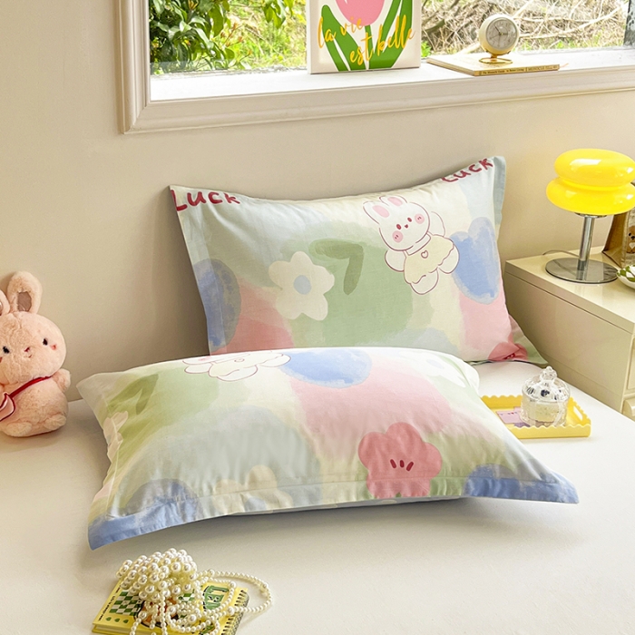 91家纺网 家纺一手货源 找家纺 绵庭 2023新款全棉印花枕套 兔小贝