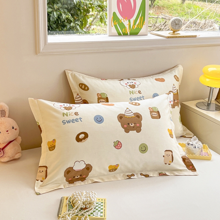 91家纺网 家纺一手货源 找家纺 绵庭 2023新款全棉印花枕套 熊宝宝