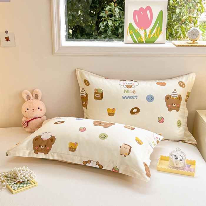 91家纺网 家纺一手货源 找家纺 绵庭 2023新款全棉印花枕套 熊宝宝