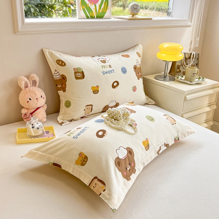 91家纺网 家纺一手货源 找家纺 绵庭 2023新款全棉印花枕套 熊宝宝