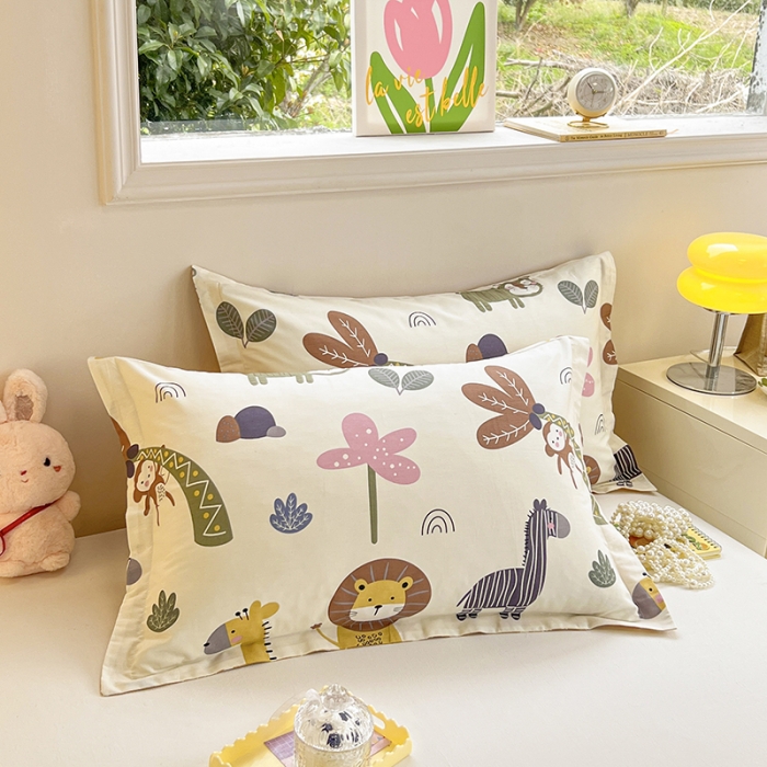 91家纺网 家纺一手货源 找家纺 绵庭 2023新款全棉印花枕套 野生动物园