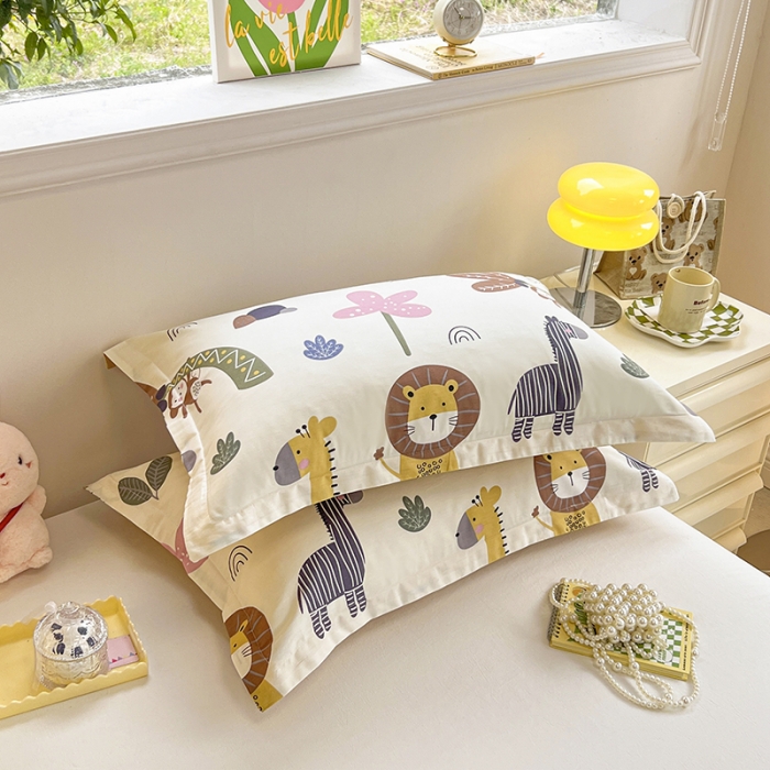 91家纺网 家纺一手货源 找家纺 绵庭 2023新款全棉印花枕套 野生动物园