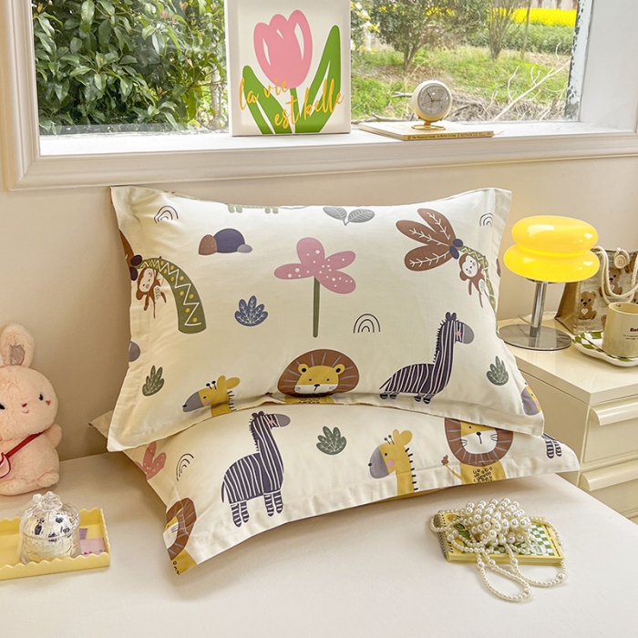 91家纺网 家纺一手货源 找家纺 绵庭 2023新款全棉印花枕套 野生动物园