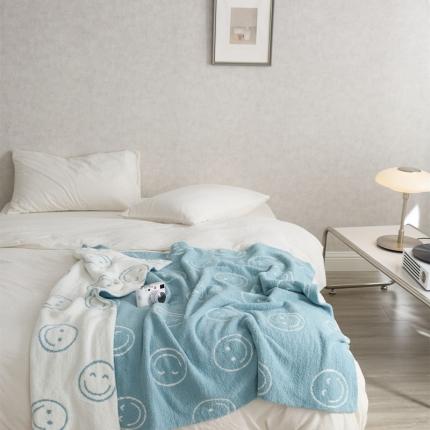 91家纺网 家纺一手货源 找家纺 （总）暖绵绵 笑脸半边绒多功能盖毯休闲毯旅行毯午睡毯沙发毯装饰毯