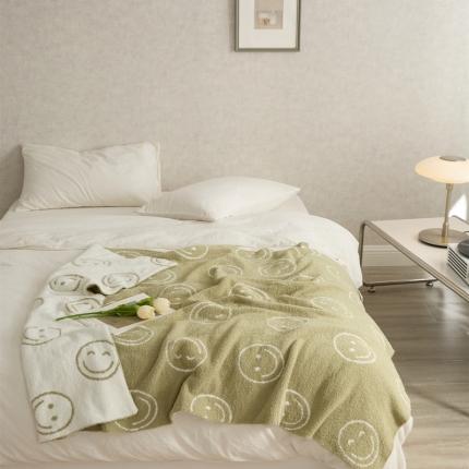 91家纺网 家纺一手货源 找家纺 （总）暖绵绵 笑脸半边绒多功能盖毯休闲毯旅行毯午睡毯沙发毯装饰毯