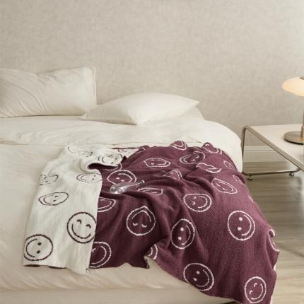 91家纺网 家纺一手货源 找家纺 （总）暖绵绵 笑脸半边绒多功能盖毯休闲毯旅行毯午睡毯沙发毯装饰毯