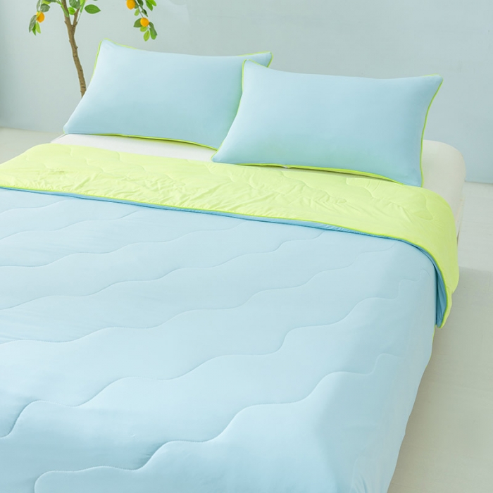 91家纺网 家纺一手货源 找家纺 钰博家纺 瓜瓜夏凉被 天蓝+草绿