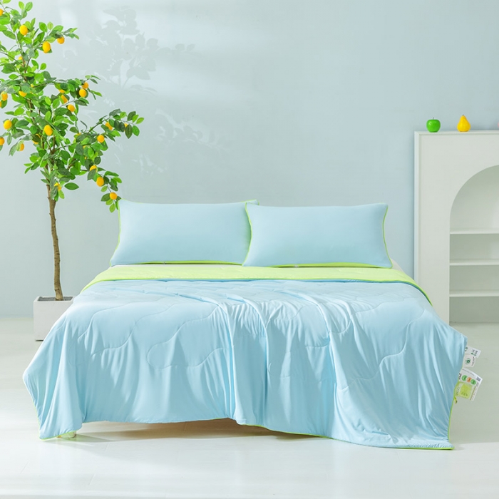 91家纺网 家纺一手货源 找家纺 钰博家纺 瓜瓜夏凉被 天蓝+草绿