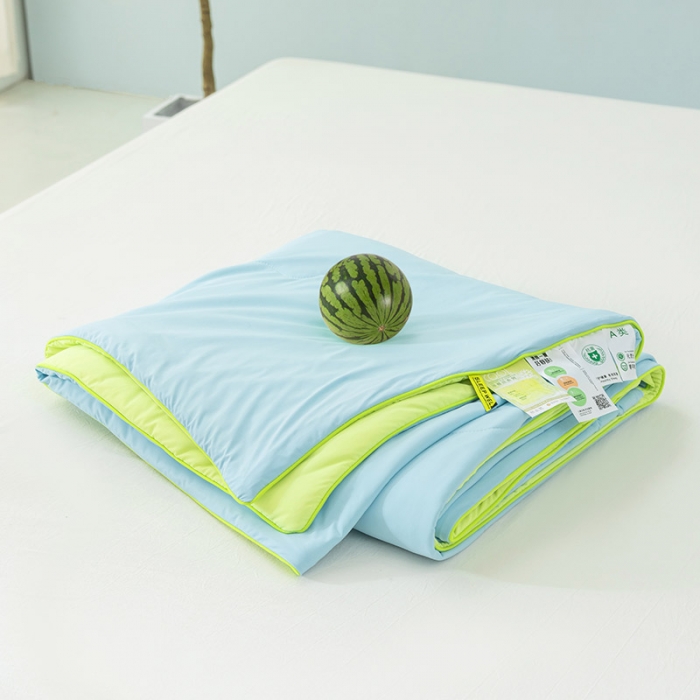 91家纺网 家纺一手货源 找家纺 钰博家纺 瓜瓜夏凉被 天蓝+草绿