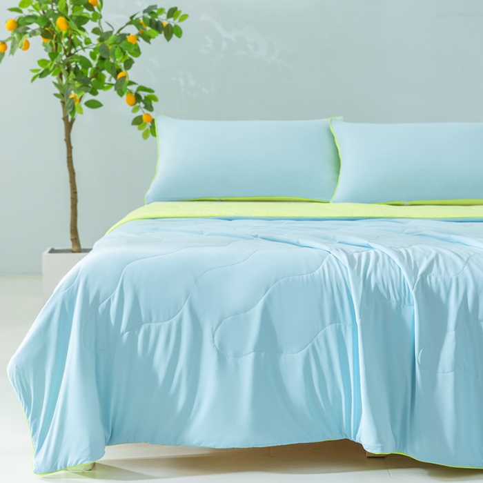 91家纺网 家纺一手货源 找家纺 钰博家纺 瓜瓜夏凉被 天蓝+草绿