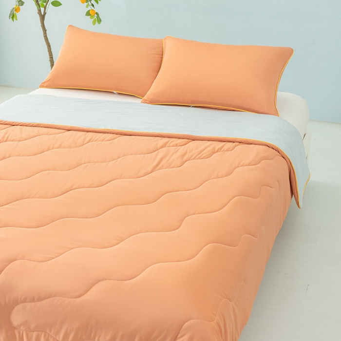 91家纺网 家纺一手货源 找家纺 钰博家纺 瓜瓜夏凉被 橙色+浅灰