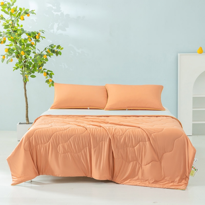 91家纺网 家纺一手货源 找家纺 钰博家纺 瓜瓜夏凉被 橙色+浅灰