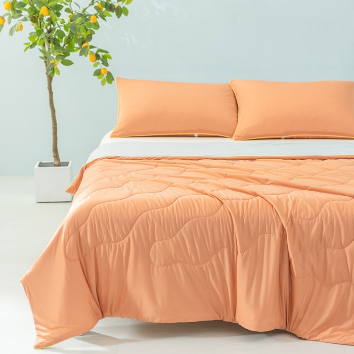 91家纺网 家纺一手货源 找家纺 钰博家纺 瓜瓜夏凉被 橙色+浅灰