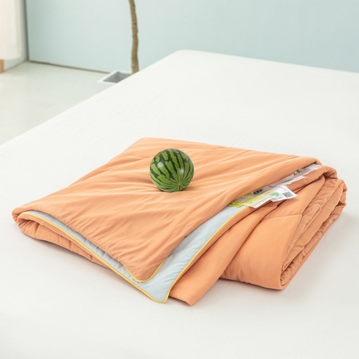 91家纺网 家纺一手货源 找家纺 钰博家纺 瓜瓜夏凉被 橙色+浅灰