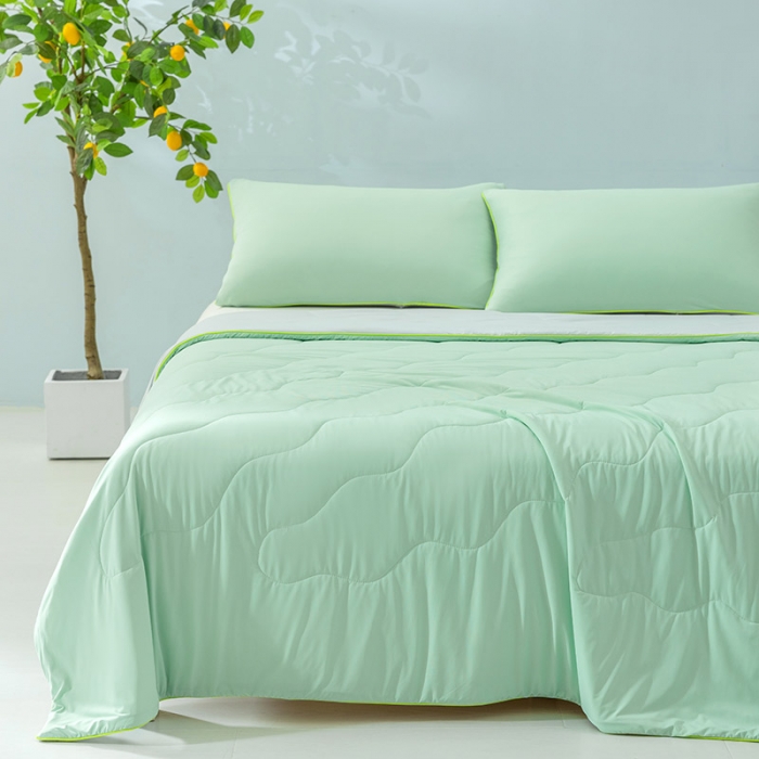 91家纺网 家纺一手货源 找家纺 钰博家纺 瓜瓜夏凉被 果绿+浅灰