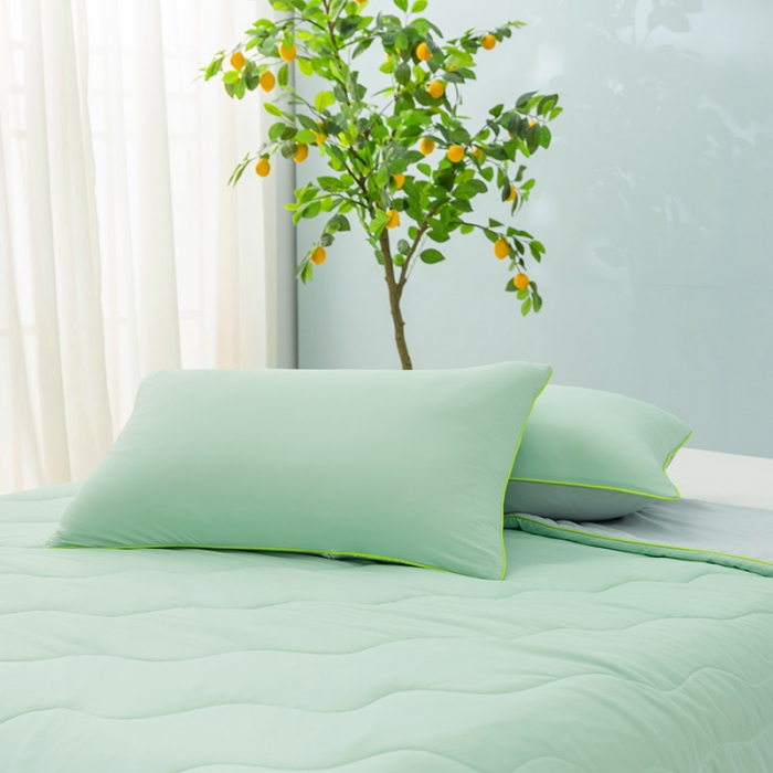 91家纺网 家纺一手货源 找家纺 钰博家纺 瓜瓜夏凉被 果绿+浅灰