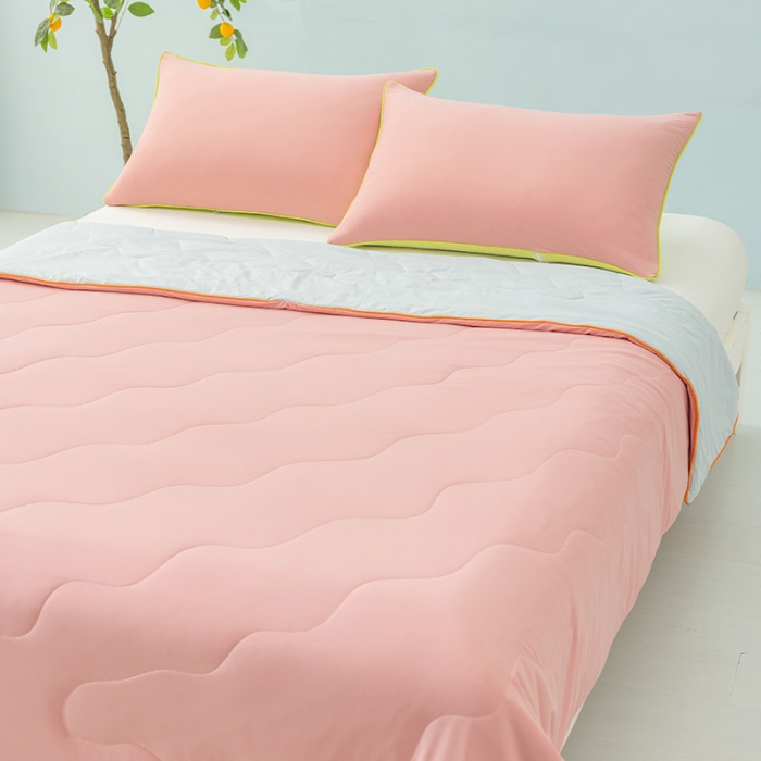 91家纺网 家纺一手货源 找家纺 钰博家纺 瓜瓜夏凉被 胭粉+浅灰