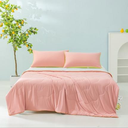 钰博家纺 瓜瓜夏凉被 胭粉+浅灰