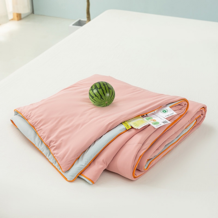 91家纺网 家纺一手货源 找家纺 钰博家纺 瓜瓜夏凉被 胭粉+浅灰