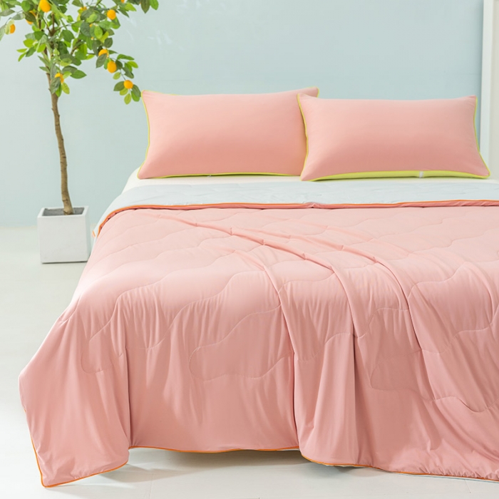 91家纺网 家纺一手货源 找家纺 钰博家纺 瓜瓜夏凉被 胭粉+浅灰