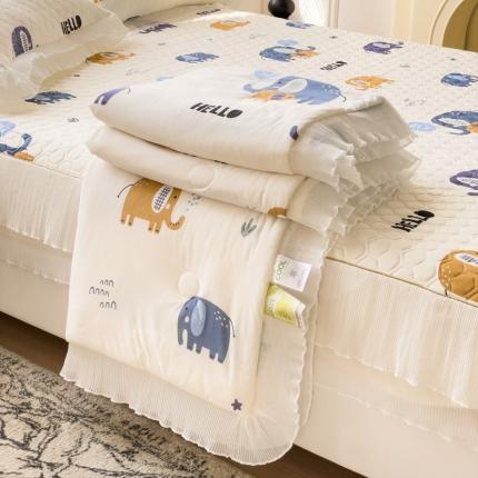 91家纺网 家纺一手货源 找家纺 恋尚 2023新款加厚印花乳胶床笠夏被四件套（0.5公分） HELLO 象