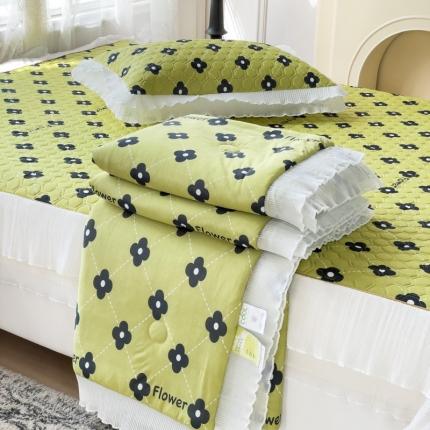 91家纺网 家纺一手货源 找家纺 恋尚 2023新款加厚印花乳胶床笠夏被四件套（0.5公分） 赫本绿