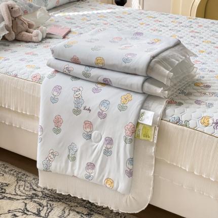 91家纺网 家纺一手货源 找家纺 恋尚 2023新款加厚印花乳胶床笠夏被四件套（0.5公分） 花园兔