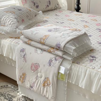 91家纺网 家纺一手货源 找家纺 恋尚 2023新款加厚印花乳胶床笠夏被四件套（0.5公分） 星黛露