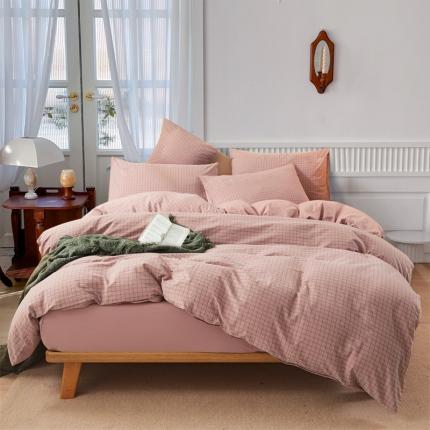 91家纺网 家纺一手货源 找家纺 （总）尹黛尔 2024全棉色织水洗棉四件套纯棉被套床单床笠学生三件套