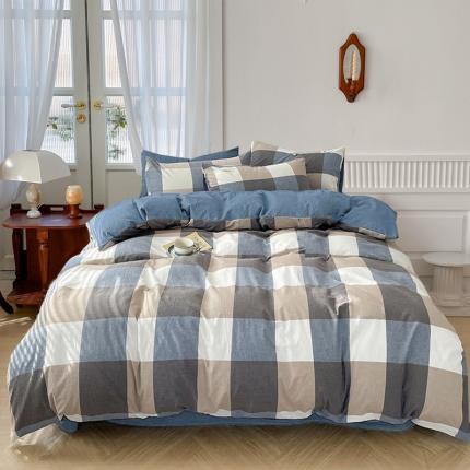 91家纺网 家纺一手货源 找家纺 （总）尹黛尔 2024全棉色织水洗棉四件套纯棉被套床单床笠学生三件套