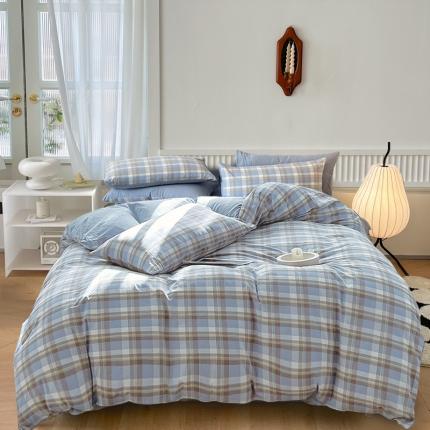 91家纺网 家纺一手货源 找家纺 （总）尹黛尔 2024全棉色织水洗棉四件套纯棉被套床单床笠学生三件套