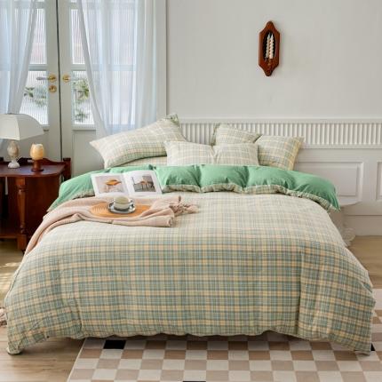 91家纺网 家纺一手货源 找家纺 （总）尹黛尔 2024全棉色织水洗棉四件套纯棉被套床单床笠学生三件套