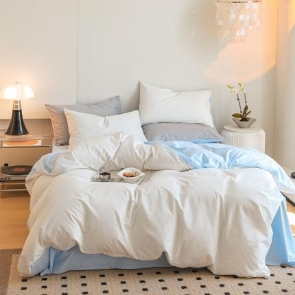 91家纺网 家纺一手货源 找家纺 （总）寐眠 2023新款40支长绒棉全棉纯棉纯色双拼四件套