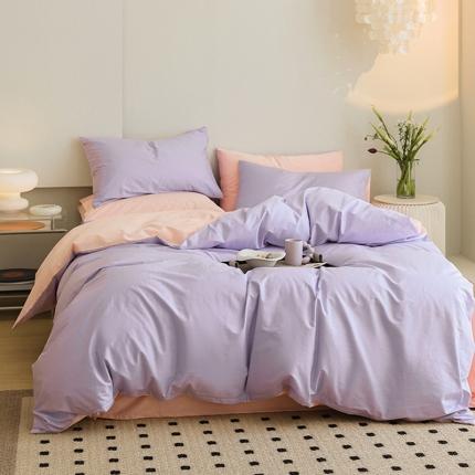 91家纺网 家纺一手货源 找家纺 （总）寐眠 2023新款40支长绒棉全棉纯棉纯色双拼四件套