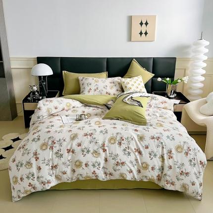 91家纺网 家纺一手货源 找家纺 （总）梵克保罗 2024春夏新品水洗棉麻双层纱四件套