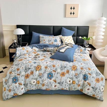 91家纺网 家纺一手货源 找家纺 （总）梵克保罗 2024春夏新品水洗棉麻双层纱四件套