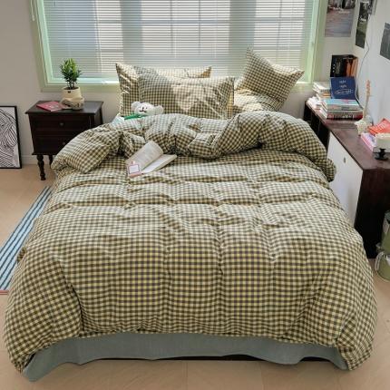 91家纺网 家纺一手货源 找家纺 新款 全棉色织水洗棉四件套纯棉宿舍三件套 杰西卡黄