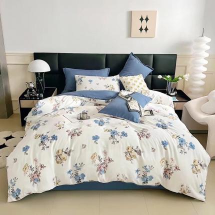 91家纺网 家纺一手货源 找家纺 （总）梵克保罗 2024春夏新品直播电商款水洗棉麻双层纱四件套