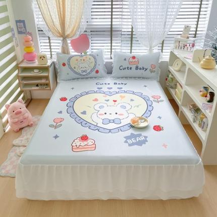 91家纺网 家纺一手货源 找家纺 （总）川悦生活 2023新款 碳光牛奶丝凉席床裙