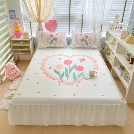 91家纺网 家纺一手货源 找家纺 （总）川悦生活 2023新款 碳光牛奶丝凉席床裙