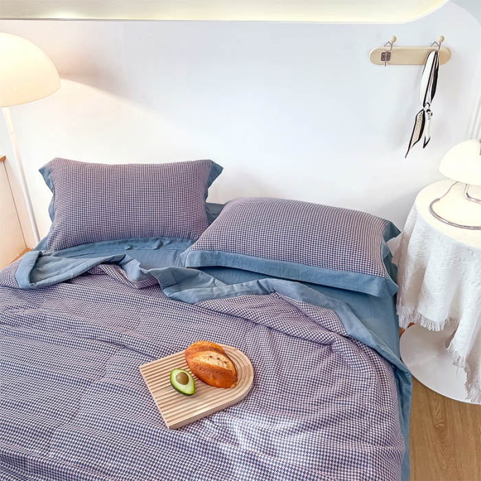 91家纺网 家纺一手货源 找家纺 简色坊 2023新款全棉色织小提花夏凉被小提花-青柚-浅紫