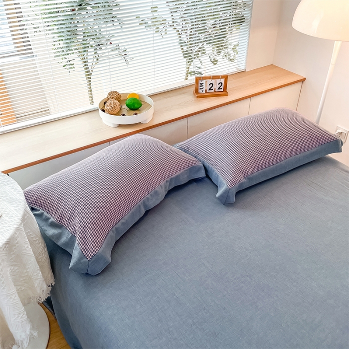 91家纺网 家纺一手货源 找家纺 简色坊 2023新款全棉色织小提花夏凉被小提花-青柚-浅紫