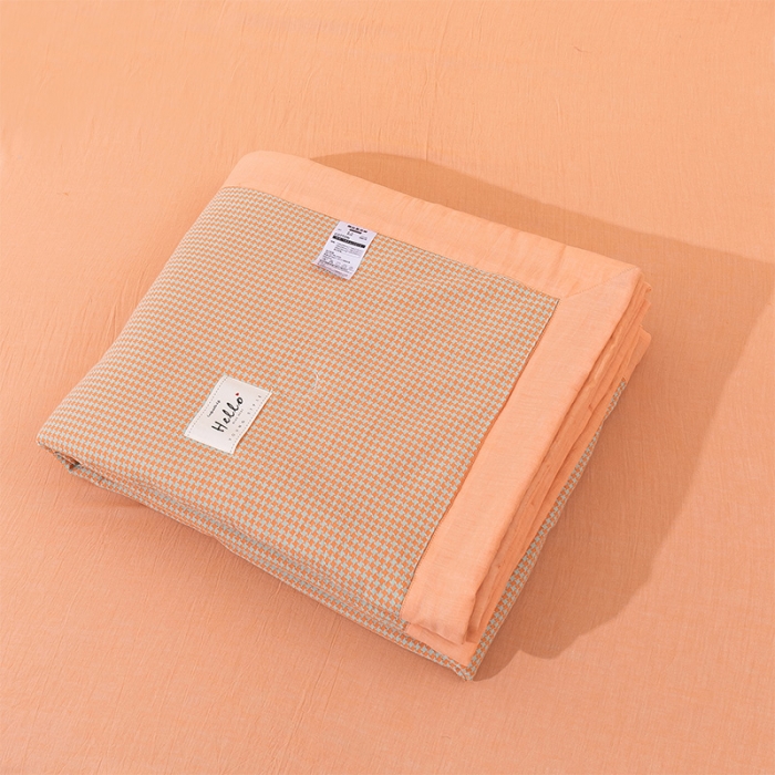 91家纺网 家纺一手货源 找家纺 简色坊 2023新款全棉色织小提花夏凉被小提花-青柚-山茶桔