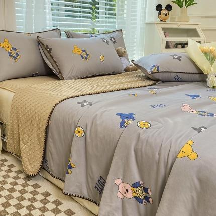 91家纺网 家纺一手货源 找家纺 （总）花漾 2024新款A类针织棉凉感丝夏被凉席四件套自然光